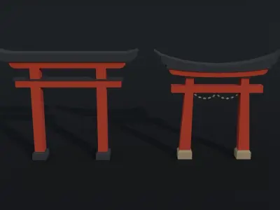 Cartoon Torii Gate Polygonal Style Low-poly 3D model