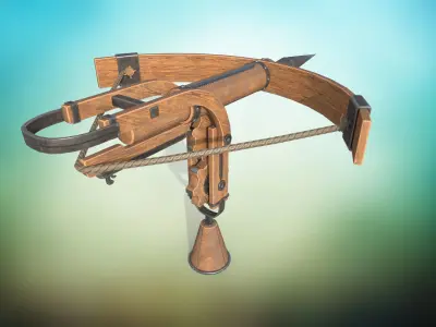 Medieval harpoon weapon PBR low-poly game ready Low-poly 3D model