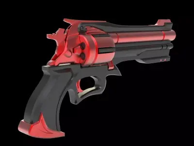 sci-fi Gun Black pistol revolver weapon  3D model