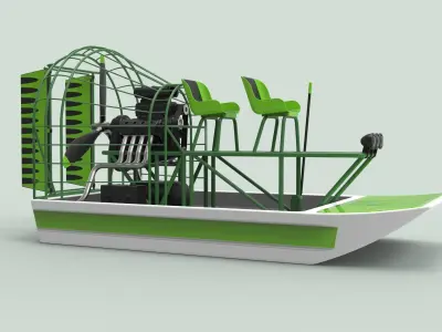 Airboat alligator boat with seats 3D model