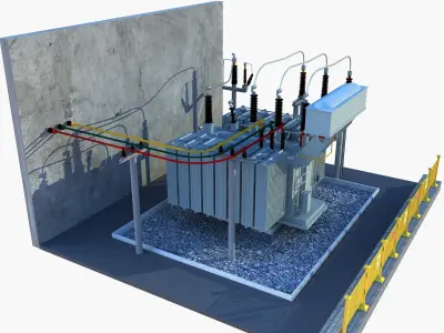 Transformer electrical with fence 3D model
