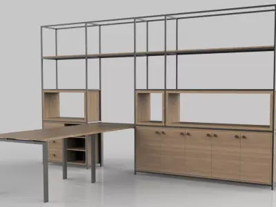 office book shelf with metal 4000x2400mm Low-poly 3D model