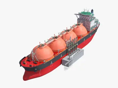 Gas Carrier Ship and LNG Pier 3D model purchase