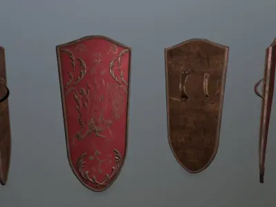 shield set roman soldier holding and sword Low-poly 3D model