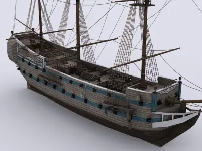 Fregat 1 sailing ship Low-poly 3D model