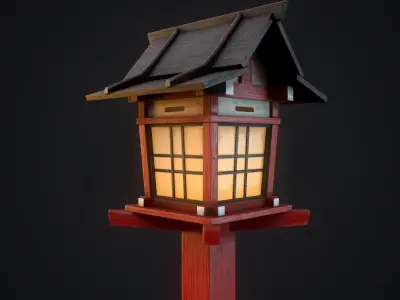 Japanese Lamp PBR Low-poly 3D model