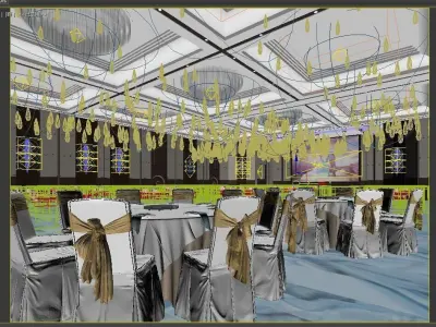 Hotel Banquet Hall 3D model