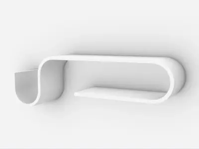 Modern Curved Wooden Wall Shelf Free 3D model