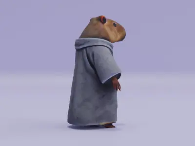 Capybara Humanoid Character Wear Robe Free low-poly 3D model