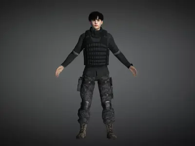 AAA Military Male Character 06 Low-poly 3D model
