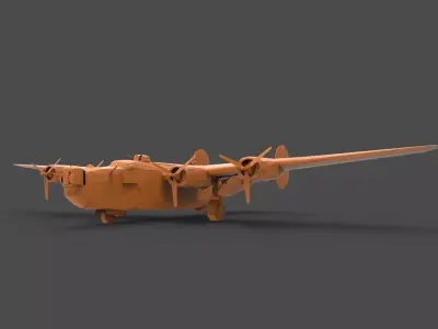 B-24J orange airplane 3D print model