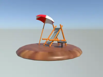 Parasol beach 3d modeiln Low-poly 3D model