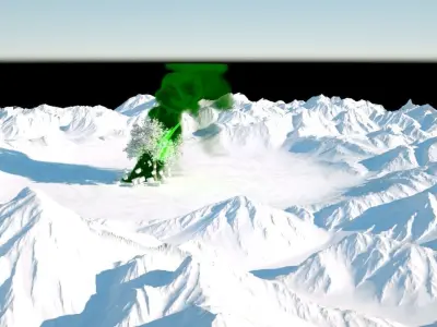 burning tree in the mountains Free low-poly 3D model