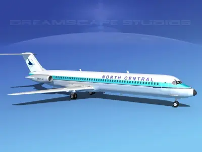 Douglas DC-9-50 North Central 3D model