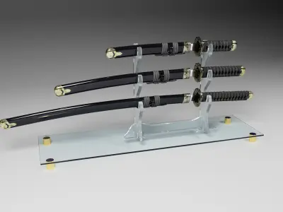 Katanas on a stand 3D model
