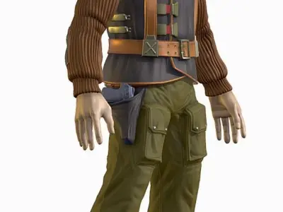 High Poly Male Technician Sweater Leather Jacket Low-poly 3D model