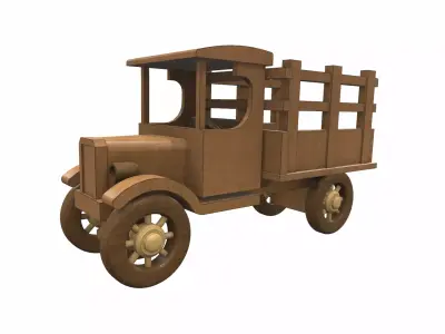 Wooden car toy truck 2 Free 3D model