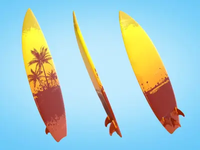 Surfboards Low-poly 3D model