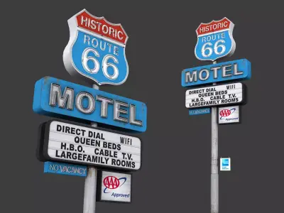 Historic Route 66 Motel Sign Low-poly 3D model