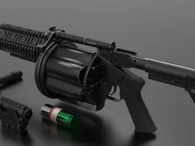 Multiple Shot Grenade Launcher Fps - Tps Low-poly 3D model
