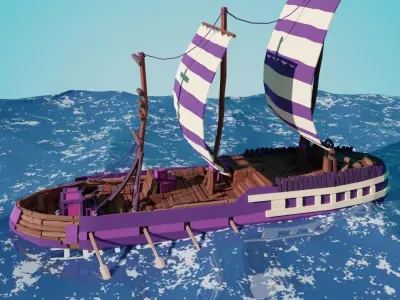 Stylized Ship-5 Low-poly 3D model