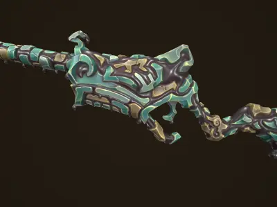 Modular stylized lava rifle shotgun pistol Low-poly 3D model