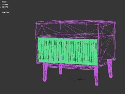 Bedside table for interior Free low-poly 3D model