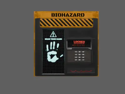 Biohazard Access Terminal Modular Sci-Fi Lab Panel Game Ready Free low-poly 3D model