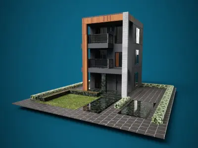 Low Poly Exterior 3D House  PBR Textured  1163 Polygon  Low-poly 3D model