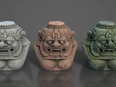 Ancient Khmer Statue30-250523 Low-poly 3D model