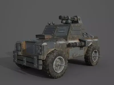 Post Apocalyptic Monster Rover Truck Low-poly 3D model