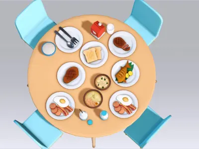 Family Meal Bundle Low-poly 3D model