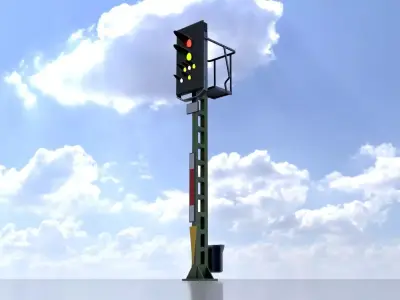 KS Railway Signal Post 4500mm Version-9 Low-poly 3D model