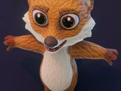 Cartoon Animated Squirrel Rabbit and Fox 3D Low poly 3D Model Free 3D model