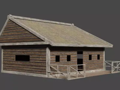 LowPoly house need resize of texture Free low-poly 3D model