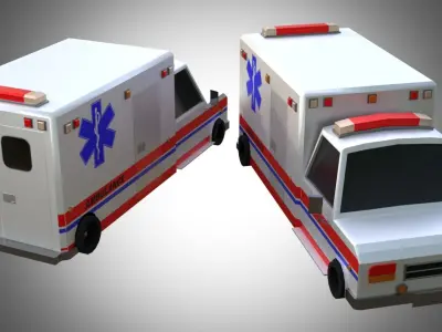 Low poly ambulance Low-poly 3D model
