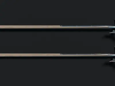 Medieval Crescent Bladed Halberd Low-poly 3D model