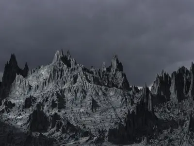 Dark rocks Mountain rock terrain 1 3D model