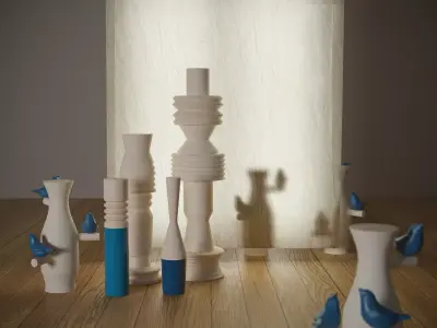 Blue Birds Set 3D model