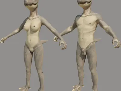 TRex Human Characters Low-poly 3D model