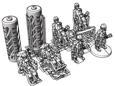 28mm Waldo Size Reference Figure With Cockpit Free 3D print model