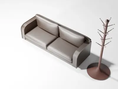 Leather armchair and gift hanger Free 3D model