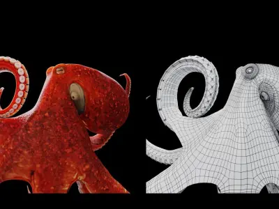 Animated Octopus Low-poly 3D model