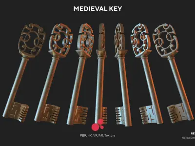 Medieval Keys Set 03 AR low-poly 3D model Low-poly 3D model