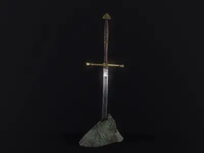 The Sword Still in the Stone - An April Fools Weapon Free low-poly 3D model