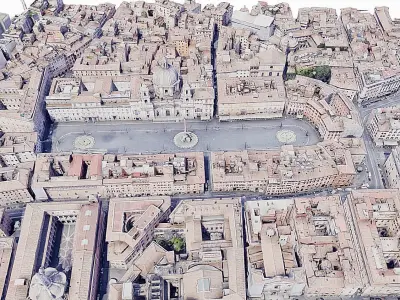 Navona Square - city - Rome Low-poly 3D model