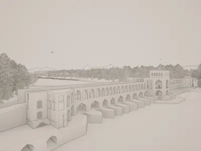 The-Khaju-Bridge iranian water reservoir Low-poly 3D model