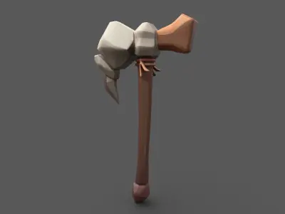Primitive Stone War Axe- Game Ready Low Poly 3D Model Low-poly 3D model