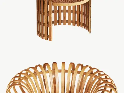 Armchair made of bent and woven bamboo Free 3D model