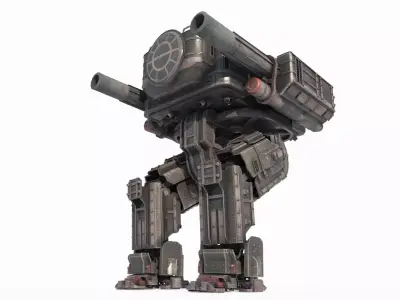 Steam style giant cannon robot 3D model